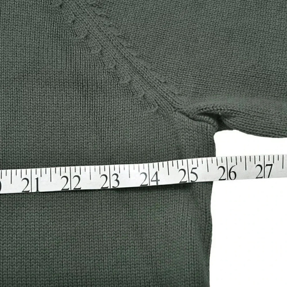 Eddie Bauer Knit Sweater Long  Sleeve Cotton Green Henley Size XXL - Picture 9 of 11